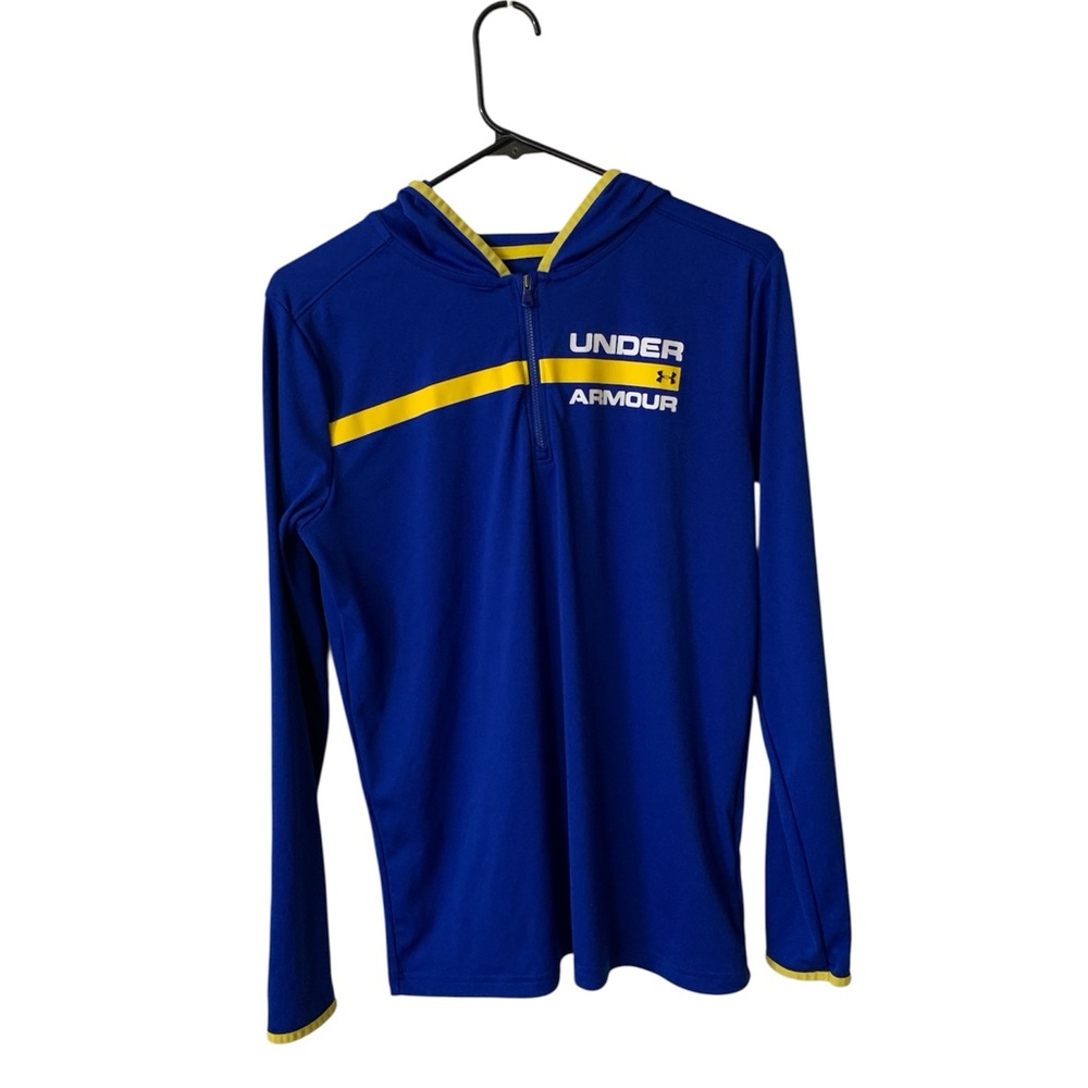 Under Armour youth athletic Blue Hoodie with Yellow Accent